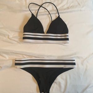 H&M Black And White Striped SwimSuit SIZE 4